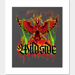 Phoenix rising over flames Posters and Art